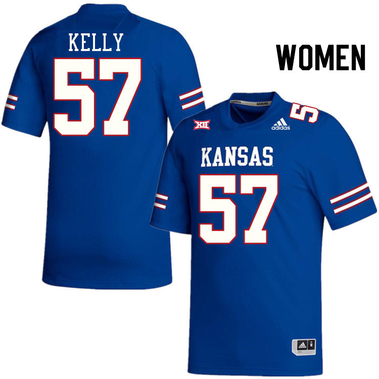 Women #57 Hank Kelly Kansas Jayhawks College Football Jerseys Stitched Sale-Royal